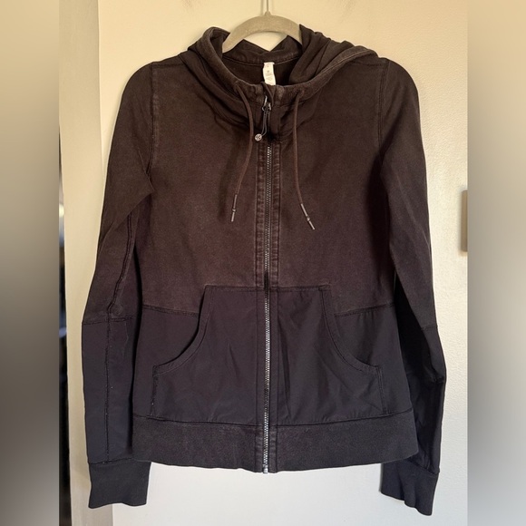Lululemon Voyage Full Zip Hoodie Black Stretch French Terry ( two tone material) - Picture 2 of 6